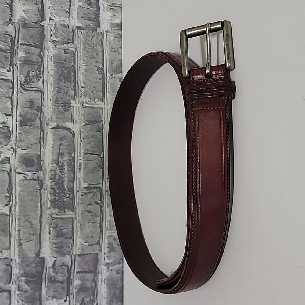 Coach Men's Vintage Brown Leather Belt Silver Tone Buckle 45" Length 5 Hole